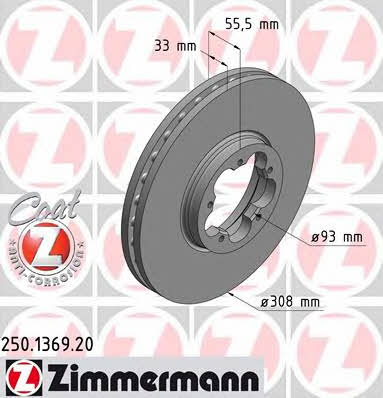 Otto Zimmermann 250.1369.20 Тормозной диск передний вентилируемый 250136920: Отличная цена - Купить в Польше на 2407.PL!
