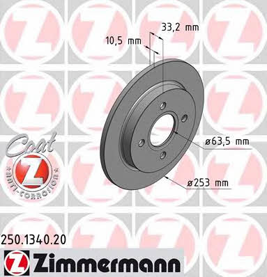 Otto Zimmermann 250.1340.20 Тормозной диск задний невентилируемый 250134020: Отличная цена - Купить в Польше на 2407.PL!