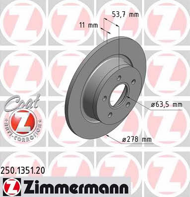 Otto Zimmermann 250.1351.20 Brake disc 250135120: Buy near me at 2407.PL in Poland at an Affordable price!