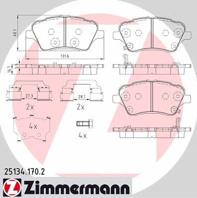 Otto Zimmermann 25134.170.2 Brake Pad Set, disc brake 251341702: Buy near me in Poland at 2407.PL - Good price!