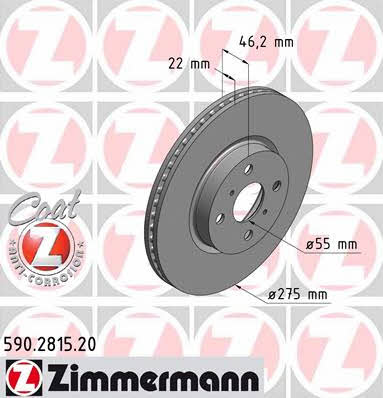 Otto Zimmermann 590.2815.20 Front brake disc ventilated 590281520: Buy near me in Poland at 2407.PL - Good price!