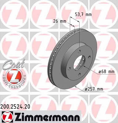 Otto Zimmermann 200.2524.20 Тормозной диск передний вентилируемый 200252420: Отличная цена - Купить в Польше на 2407.PL!