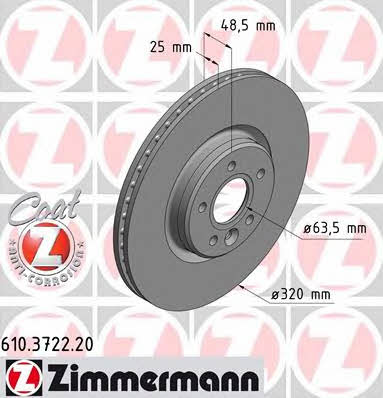 Otto Zimmermann 610.3722.20 Front brake disc ventilated 610372220: Buy near me at 2407.PL in Poland at an Affordable price!
