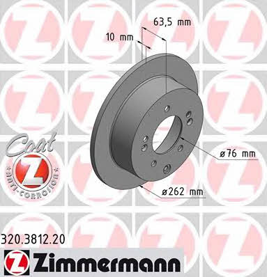 Otto Zimmermann 320.3812.20 Rear brake disc, non-ventilated 320381220: Buy near me at 2407.PL in Poland at an Affordable price!