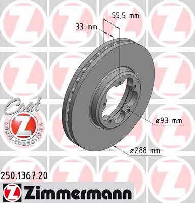 Otto Zimmermann 250.1367.20 Front brake disc ventilated 250136720: Buy near me in Poland at 2407.PL - Good price!