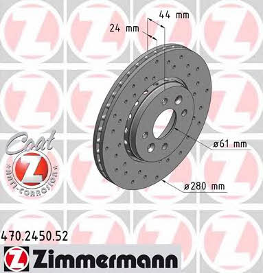 Otto Zimmermann 470.2450.52 Front brake disc ventilated 470245052: Buy near me in Poland at 2407.PL - Good price!