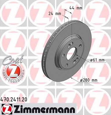 Otto Zimmermann 470.2411.20 Front brake disc ventilated 470241120: Buy near me in Poland at 2407.PL - Good price!