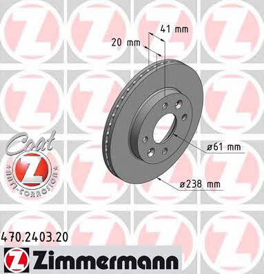 Otto Zimmermann 470.2403.20 Front brake disc ventilated 470240320: Buy near me in Poland at 2407.PL - Good price!