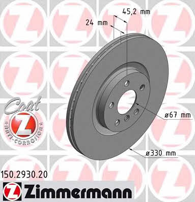 Otto Zimmermann 150.2930.20 Front brake disc ventilated 150293020: Buy near me at 2407.PL in Poland at an Affordable price!