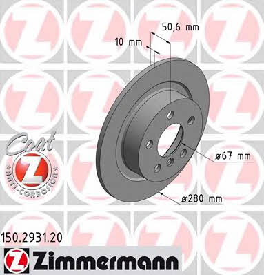 Otto Zimmermann 150.2931.20 Rear brake disc, non-ventilated 150293120: Buy near me in Poland at 2407.PL - Good price!