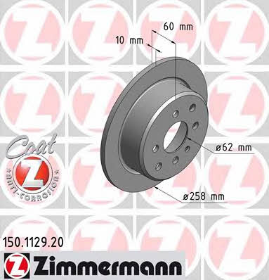 Otto Zimmermann 150.1129.20 Rear brake disc, non-ventilated 150112920: Buy near me in Poland at 2407.PL - Good price!