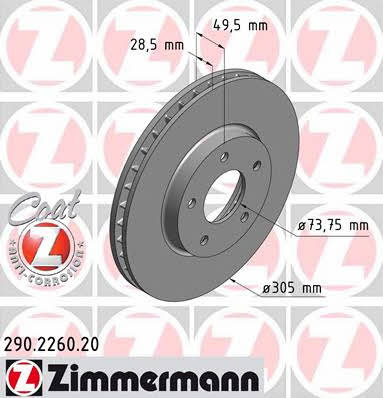 Otto Zimmermann 290.2260.20 Front brake disc ventilated 290226020: Buy near me in Poland at 2407.PL - Good price!