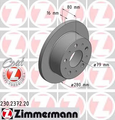 Otto Zimmermann 230.2372.20 Rear brake disc, non-ventilated 230237220: Buy near me in Poland at 2407.PL - Good price!