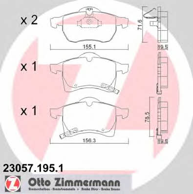 Otto Zimmermann 23057.195.1 Тормозные колодки дисковые, комплект 230571951: Отличная цена - Купить в Польше на 2407.PL!