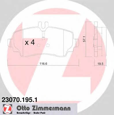 Otto Zimmermann 23070.195.1 Тормозные колодки дисковые, комплект 230701951: Отличная цена - Купить в Польше на 2407.PL!