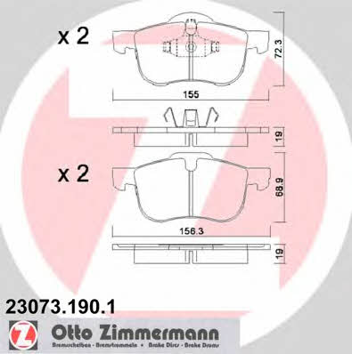 Otto Zimmermann 23073.190.1 Brake Pad Set, disc brake 230731901: Buy near me in Poland at 2407.PL - Good price!