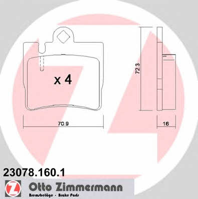 Otto Zimmermann 23078.160.1 Brake Pad Set, disc brake 230781601: Buy near me in Poland at 2407.PL - Good price!