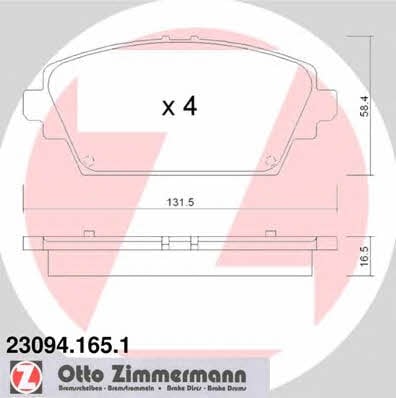 Otto Zimmermann 23094.165.1 Тормозные колодки дисковые, комплект 230941651: Отличная цена - Купить в Польше на 2407.PL!