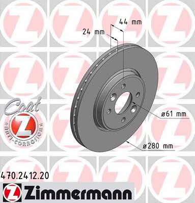 Otto Zimmermann 470.2412.20 Front brake disc ventilated 470241220: Buy near me in Poland at 2407.PL - Good price!