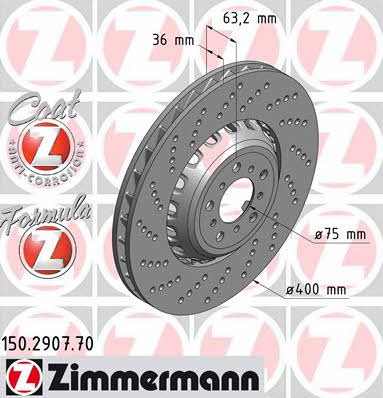 Otto Zimmermann 150.2907.70 Front brake disc ventilated 150290770: Buy near me in Poland at 2407.PL - Good price!