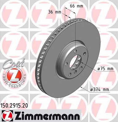 Otto Zimmermann 150.2915.20 Front brake disc ventilated 150291520: Buy near me in Poland at 2407.PL - Good price!