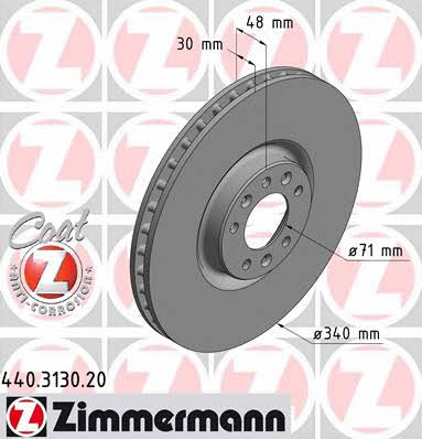 Otto Zimmermann 440.3130.20 Front brake disc ventilated 440313020: Buy near me in Poland at 2407.PL - Good price!
