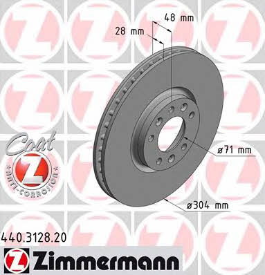 Otto Zimmermann 440.3128.20 Front brake disc ventilated 440312820: Buy near me at 2407.PL in Poland at an Affordable price!