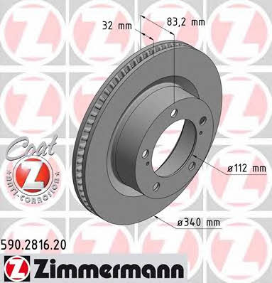 Otto Zimmermann 590.2816.20 Front brake disc ventilated 590281620: Buy near me in Poland at 2407.PL - Good price!