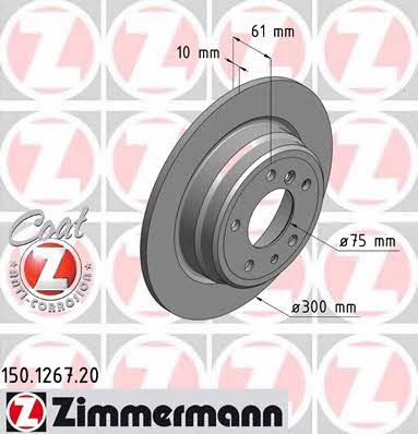 Otto Zimmermann 150.1267.20 Rear brake disc, non-ventilated 150126720: Buy near me in Poland at 2407.PL - Good price!