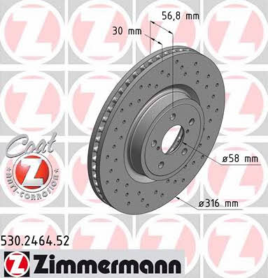 Otto Zimmermann 530.2464.52 Тормозной диск передний вентилируемый 530246452: Отличная цена - Купить в Польше на 2407.PL!