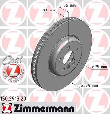 Otto Zimmermann 150.2913.20 Тормозной диск передний вентилируемый 150291320: Отличная цена - Купить в Польше на 2407.PL!