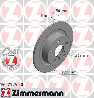 Otto Zimmermann 150.2925.20 Тормозной диск задний невентилируемый 150292520: Отличная цена - Купить в Польше на 2407.PL!