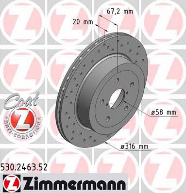 Otto Zimmermann 530.2463.52 Диск гальмівний задній вентильований 530246352: Приваблива ціна - Купити у Польщі на 2407.PL!