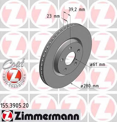 Otto Zimmermann 155.3905.20 Brake disc 155390520: Buy near me in Poland at 2407.PL - Good price!