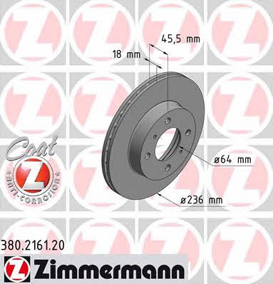 Otto Zimmermann 380.2161.20 Front brake disc ventilated 380216120: Buy near me in Poland at 2407.PL - Good price!