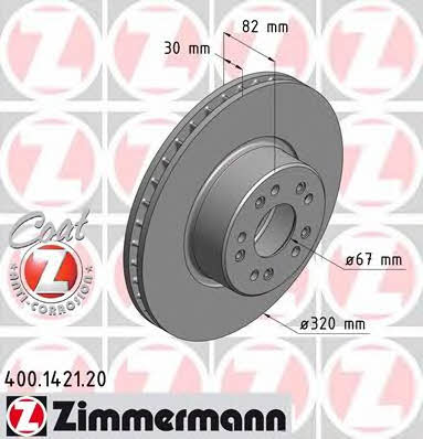 Otto Zimmermann 400.1421.20 Тормозной диск передний вентилируемый 400142120: Отличная цена - Купить в Польше на 2407.PL!