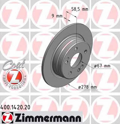 Otto Zimmermann 400.1420.20 Rear brake disc, non-ventilated 400142020: Buy near me in Poland at 2407.PL - Good price!