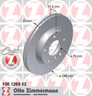 Otto Zimmermann 150.1269.52 Front brake disc ventilated 150126952: Buy near me in Poland at 2407.PL - Good price!