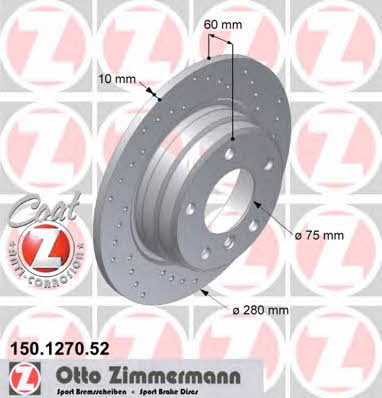 Otto Zimmermann 150.1270.52 Brake disc 150127052: Buy near me at 2407.PL in Poland at an Affordable price!