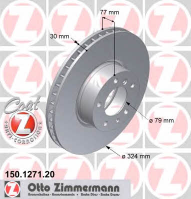 Otto Zimmermann 150.1271.20 Тормозной диск передний вентилируемый 150127120: Отличная цена - Купить в Польше на 2407.PL!