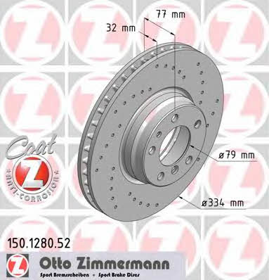 Otto Zimmermann 150.1280.52 Brake disc 150128052: Buy near me in Poland at 2407.PL - Good price!