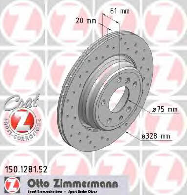 Otto Zimmermann 150.1281.52 Brake disc 150128152: Buy near me in Poland at 2407.PL - Good price!