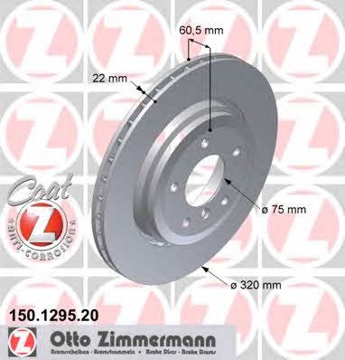Otto Zimmermann 150.1295.20 Rear ventilated brake disc 150129520: Buy near me in Poland at 2407.PL - Good price!