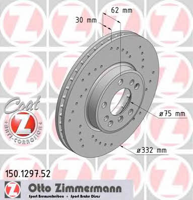 Otto Zimmermann 150.1297.52 Wentylowana przednia tarcza hamulcowa 150129752: Dobra cena w Polsce na 2407.PL - Kup Teraz!