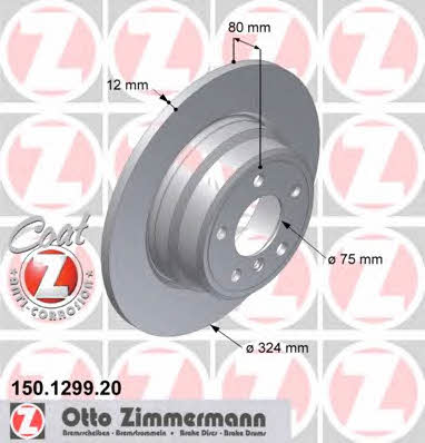 Otto Zimmermann 150.1299.20 Rear brake disc, non-ventilated 150129920: Buy near me in Poland at 2407.PL - Good price!