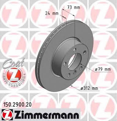 Otto Zimmermann 150.2900.20 Front brake disc ventilated 150290020: Buy near me in Poland at 2407.PL - Good price!