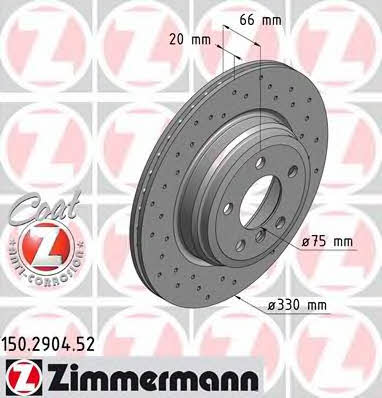 Otto Zimmermann 150.2904.52 Тормозной диск задний вентилируемый 150290452: Отличная цена - Купить в Польше на 2407.PL!