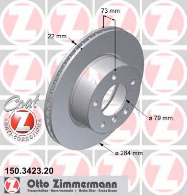 Otto Zimmermann 150.3423.20 Front brake disc ventilated 150342320: Buy near me in Poland at 2407.PL - Good price!