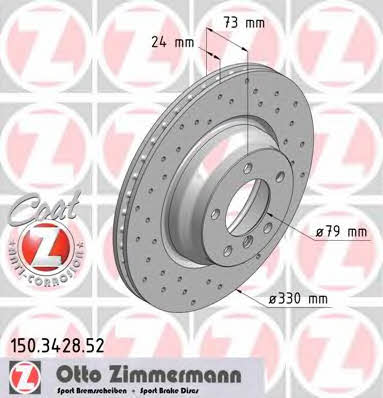 Otto Zimmermann 150.3428.52 Front brake disc ventilated 150342852: Buy near me in Poland at 2407.PL - Good price!
