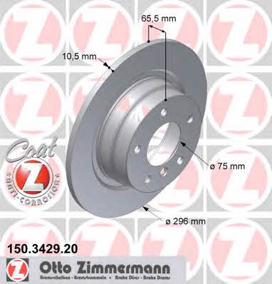 Otto Zimmermann 150.3429.20 Rear brake disc, non-ventilated 150342920: Buy near me in Poland at 2407.PL - Good price!
